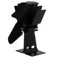 Black Indoor Heat Powered Aluminum 2-Blade Wood Stove Fan for Increasing Burning Fireplace - LEHADAR