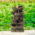 Decorative 4 Tier Rock Look Water Fountain with LED Rolling Glow Ball for Home and Garden - LEHADAR
