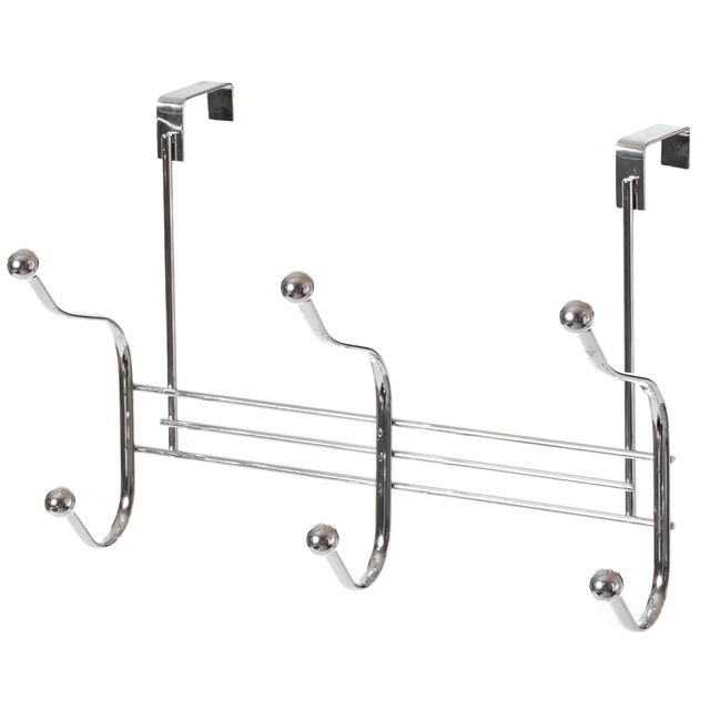 Chrome 6 Hook Hanger Organizer, Hang Over The Door Kitchen Vanity Towel Hook, Entryway Coat Rack - LEHADAR