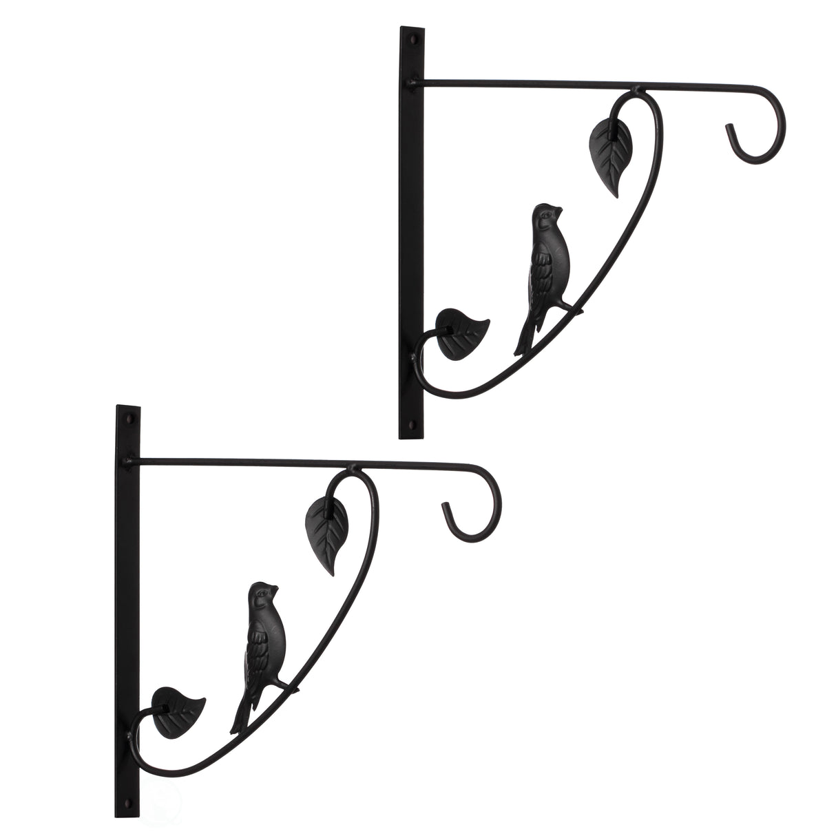 Decorative Black Metal Wall Planter Hooks for Hanging Plants and Flower Pots, Set of 2 - LEHADAR
