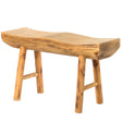 Rustic Carved Wood Natural Edge Entryway Log Accent Bench - LEHADAR