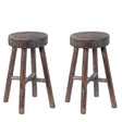 Antique Round Wooden Chair Log Cabin Stools Set of 2 - LEHADAR