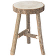 Decorative Antique Log Cabin Natural Wooden Accent Stool Side Table - LEHADAR