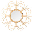 Decorative Flower Shape Woven Rattan Wood Round Modern Hanging Wall Mirror - LEHADAR