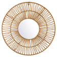 Decorative Woven Paper Rope Round Shape Bamboo Wood Modern Hanging Wall Mirror - LEHADAR