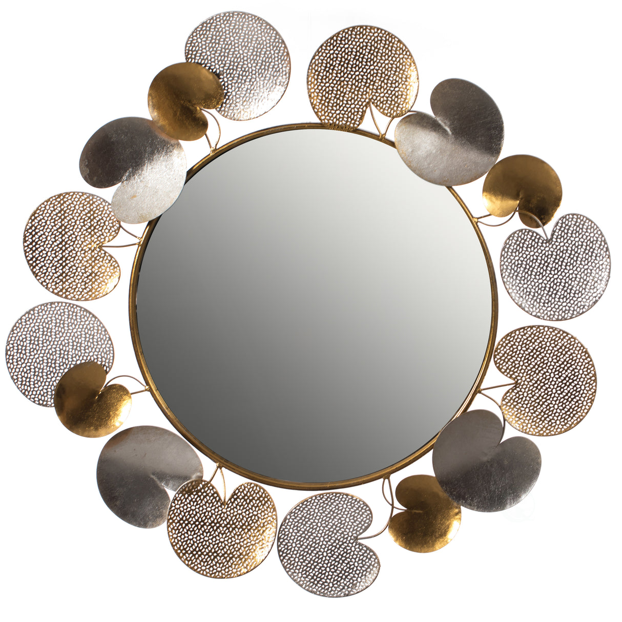 "31"" Accent Wall Mounted Mirror with Gold and Silver with Decorative Modern Pedal Leaf Frame" - LEHADAR