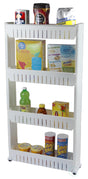 Slim Storage Cabinet Organizer 4 Shelf Rolling Pull Out Cart Rack Tower with Wheels - LEHADAR
