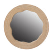 Decorative Round Natural Wood Wall Mirror for the Entryway, Living Room, or Vanity - LEHADAR