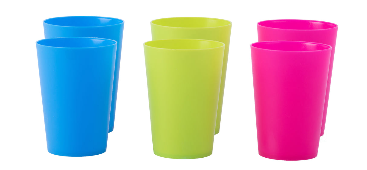 Plastic Reusable Cups 7 oz Set of 6 (2 Red, 2 Green, 2 Blue) - LEHADAR