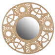 Creative Bamboo Hanging Wall Mirror Round Shape, Natural for Living Room, Dining Room or Playroom - LEHADAR