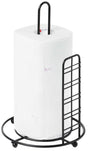Freestanding Round Single Roll Sturdy Black Iron Towel Paper Holder Stand Roll Dispenser, Countertop Portable Stand for Kitchen, Dining Room, and Office - LEHADAR