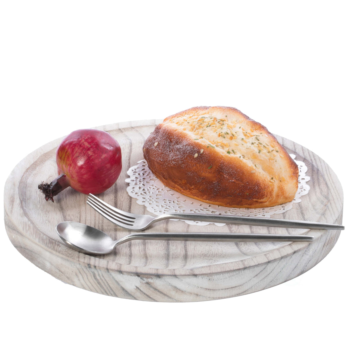 Vintage Raw Wood Charger Round Display Tray - LEHADAR