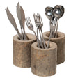 Set of 3 Rustic Wooden Round Handcrafted Holder Organizer for Flatware Utensil and Supplies - LEHADAR