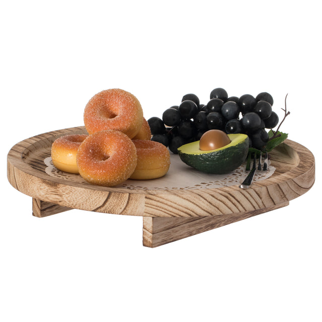 Natural Wooden Round Dish Ornament Slice Tray Table Charger with Height - LEHADAR