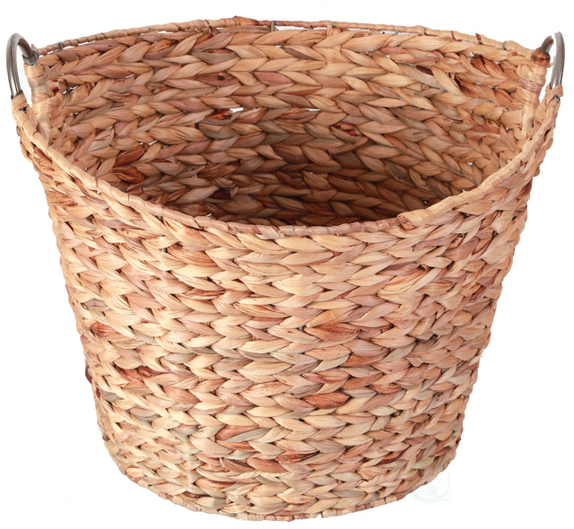 Water Hyacinth Wicker Large Round Storage Laundry Basket with Handles - LEHADAR