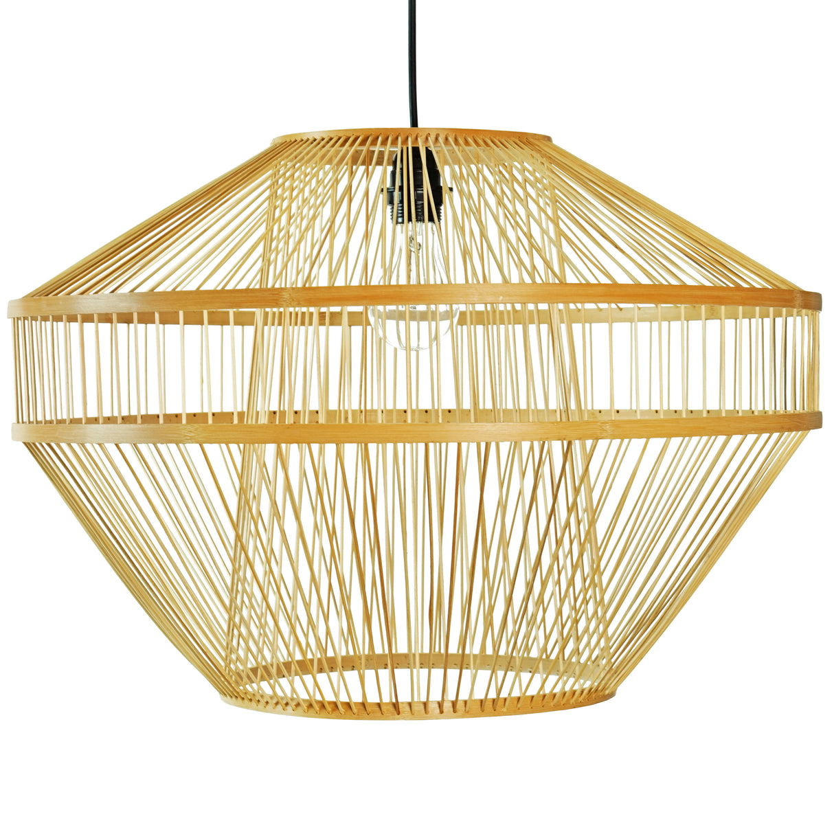 Modern Natural Bamboo Hanging Light Shade for Entryway and Living Room - LEHADAR
