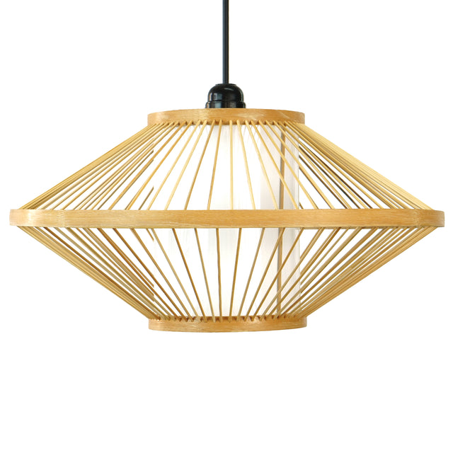 Modern Woven Bamboo Pendant Hanging Light Shade for Entryway and Living Room - LEHADAR