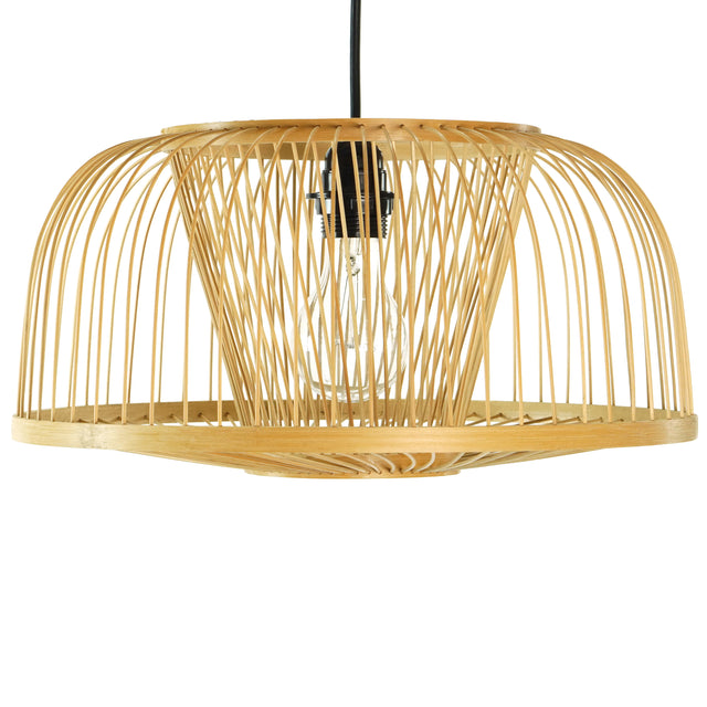 Modern Oval Bamboo Wicker Rattan Hanging Light Shade for Living Room, Dining Room, Entryway - LEHADAR