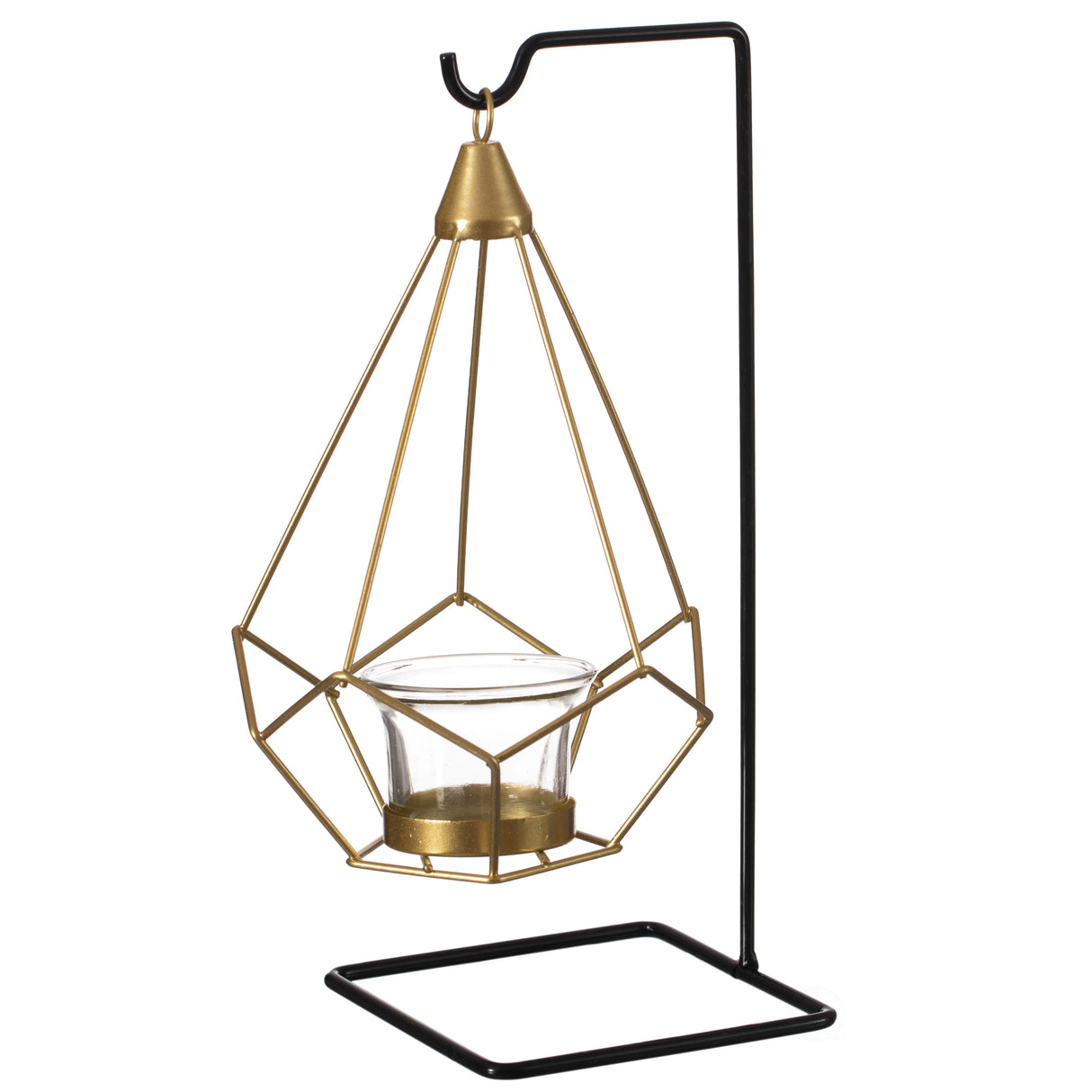 Geometric Free Swinging Votive Candle Holder Decorative Modern Hanging Lantern Tabletop Centerpiece - LEHADAR