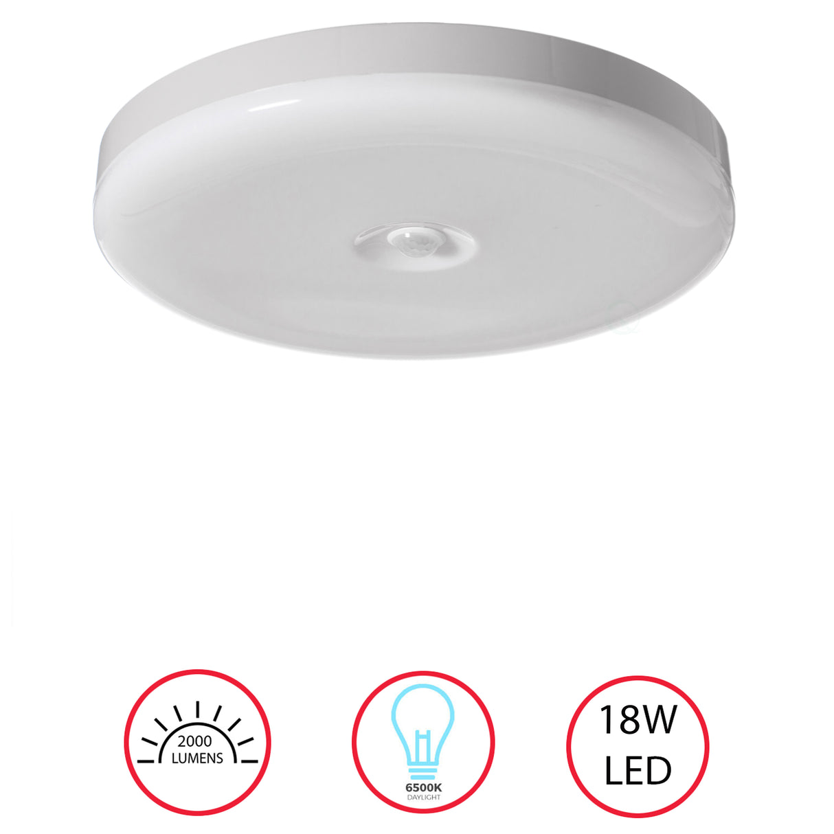 Modern White Round 12 Inch Motion Sensor LED Indoor Ceiling Light Flush Mount Fixture 6500K Daylight, 1800lm 18W Energy Efficient with Adjustable Beam Angle for Living Room, Bedroom, Bathroom, - LEHADAR