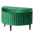 Half Moon Modern Velvet Tufted Storage Ottoman Bench, Green - LEHADAR
