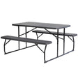 Gray Outdoor Foldable Woodgrain Portable Picnic Table Set, 5 Feet Long - LEHADAR