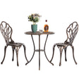 Indoor and Outdoor Bronze Dinning Set 2 Chairs with 1 Table Bistro Patio Cast Aluminum. - LEHADAR
