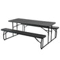 Outdoor Foldable Woodgrain Picnic Table Set with Metal Frame 6 Ft. Black - LEHADAR