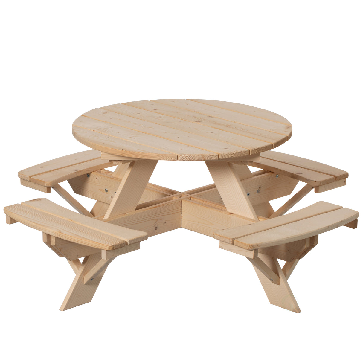 Wooden Kids Round Picnic Table Bench, Outdoor Children's Backyard Table, Crafting, Dining, and Playtime Patio Table - LEHADAR