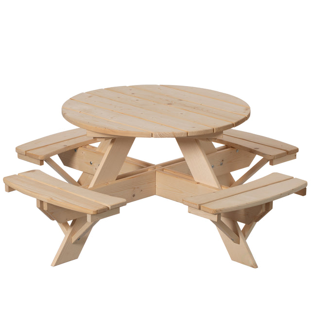 Wooden Kids Round Picnic Table Bench, Outdoor Children's Backyard Table, Crafting, Dining, and Playtime Patio Table - LEHADAR