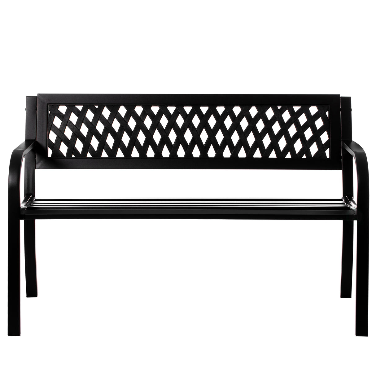 "Gardenised Outdoor Steel 47"" Park Bench for Yard, Patio, Garden and Deck, Black Weather Resistant Porch Bench, Park Seating" - LEHADAR