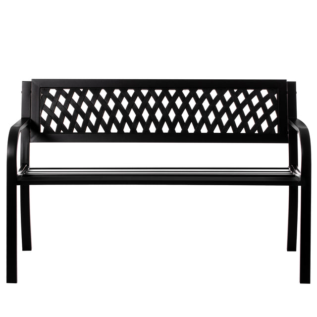 "Gardenised Outdoor Steel 47"" Park Bench for Yard, Patio, Garden and Deck, Black Weather Resistant Porch Bench, Park Seating" - LEHADAR