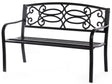 Steel Outdoor Patio Garden Park Seating Bench with Cast Iron Scrollwork Backrest, Front Porch Yard Bench Lawn Decor - LEHADAR