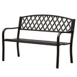 Gardenised Black Outdoor Garden Patio Steel Park Bench Lawn Decor with Cast Iron Back Seating bench, with Backrest and Armrest for Yard, Patio, Garden, Balcony, and Deck - LEHADAR