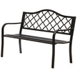 Gardenised Outdoor Garden Patio Steel Park Bench Lawn Decor with Cast Iron Back, Black Seating bench for Yard, Patio, Garden and Deck - LEHADAR