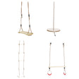 Wooden Swings with 4 Included Ropes, Tree Swing, Swing Bar, Climbing Rope Ladder and Swing Seat - LEHADAR