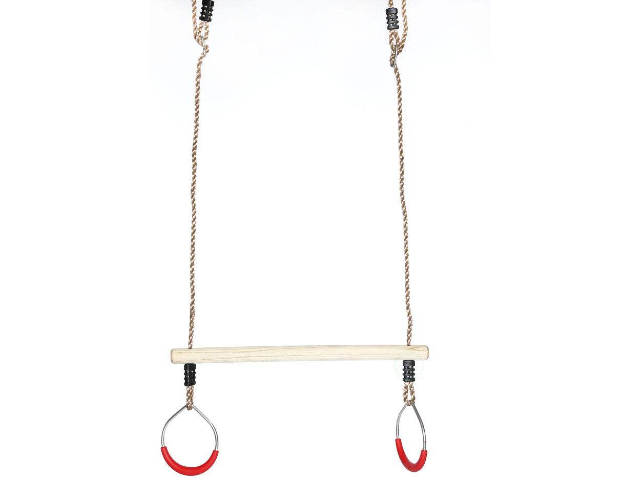 Kids Trapeze Swing Bar with Rings with Hanging Ropes - LEHADAR