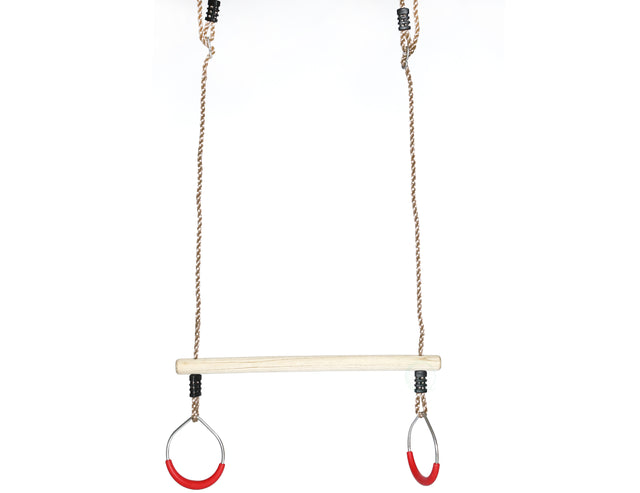 Kids Trapeze Swing Bar with Rings with Hanging Ropes - LEHADAR