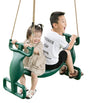 Outdoor Swingset Plastic Double Glider Playground Patio 2 Person Kids Fun Swing, Green - LEHADAR