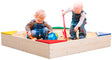 Outdoor Wooden Sand Box with Floor Cover and Waterproof Protection Cover, Square Sandpit for Kids - LEHADAR