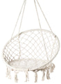Round Hanging Hammock Cotton Rope Macrame Swing Chair for Indoor and Outdoor - LEHADAR