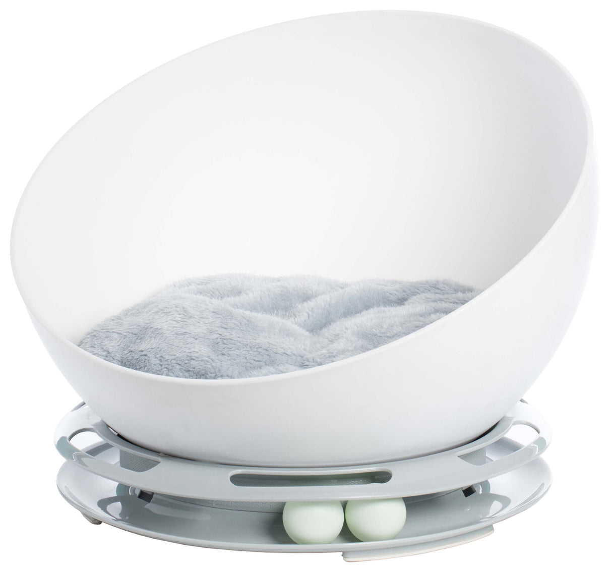 Plastic Bowl Shaped Sleeping Bed House Cat Cave Lounge with Ball Toy - LEHADAR