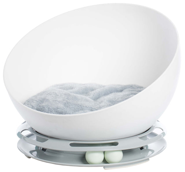 Plastic Bowl Shaped Sleeping Bed House Cat Cave Lounge with Ball Toy - LEHADAR