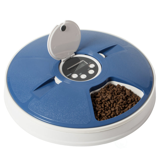 6-Meal Automatic Pet Feeder LCD Smart Programmable Time Setting Pet Dog Cat Food Compartment Dispenser - LEHADAR
