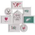 Decorative Modern Wall Mounted Multi Photo Frame Collage Picture Holder for 8 Pictures Multiple Sized, White - LEHADAR