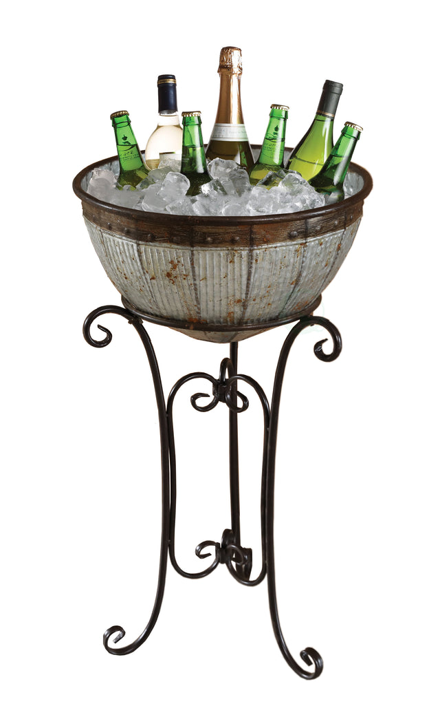 Galvanized Metal Standing Beverage Cooler Tub with Liner - LEHADAR