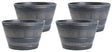 Rustic Wood - Look Plastic Half Barrel Flower Pot, Pack of 4 - LEHADAR