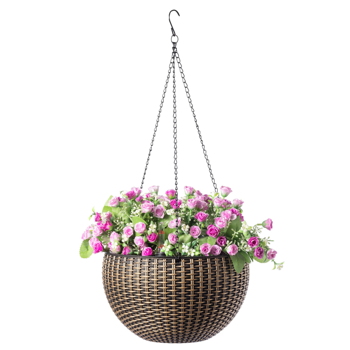 10" Self Watering Bronze Hanging Basket Flower Planter - LEHADAR