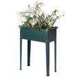 Green Freestanding Raised Garden Bed Rectangular Flower Planter - LEHADAR