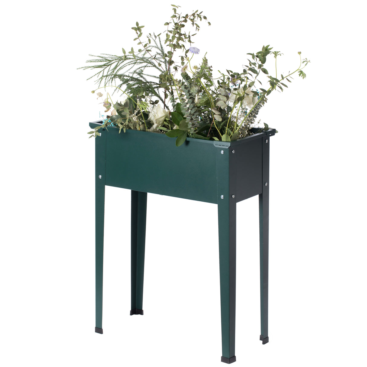 Green Freestanding Raised Garden Bed Rectangular Flower Planter - LEHADAR